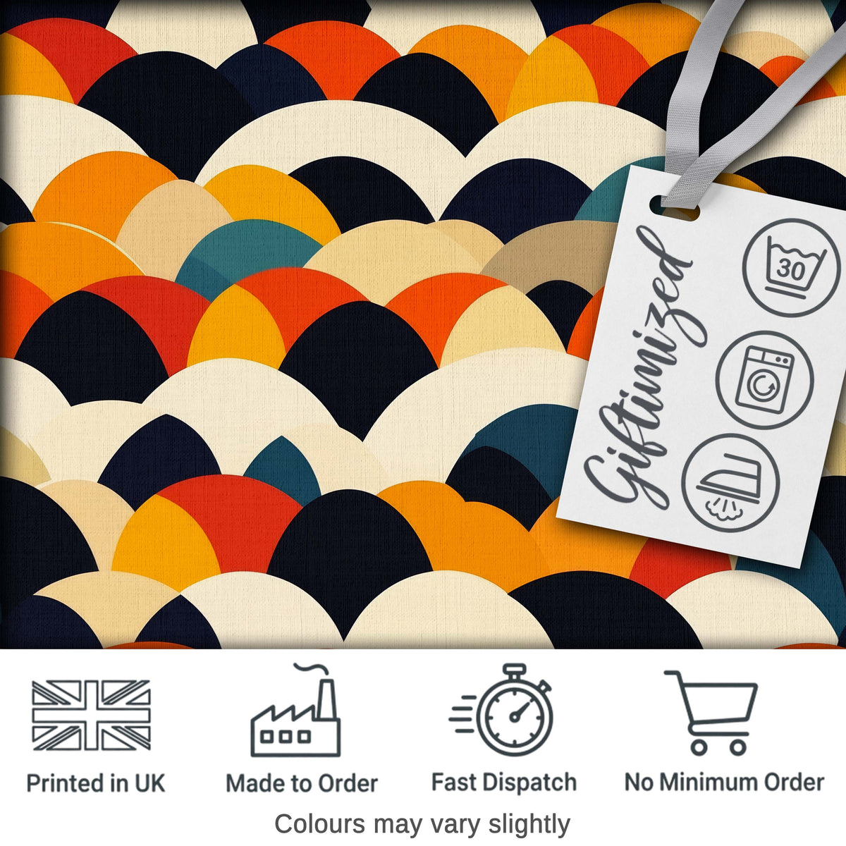 Abstract Scallop Wave Hills  Seamless Pattern Digital Print Fabric by the Metre UK Sewing Quilting Textile