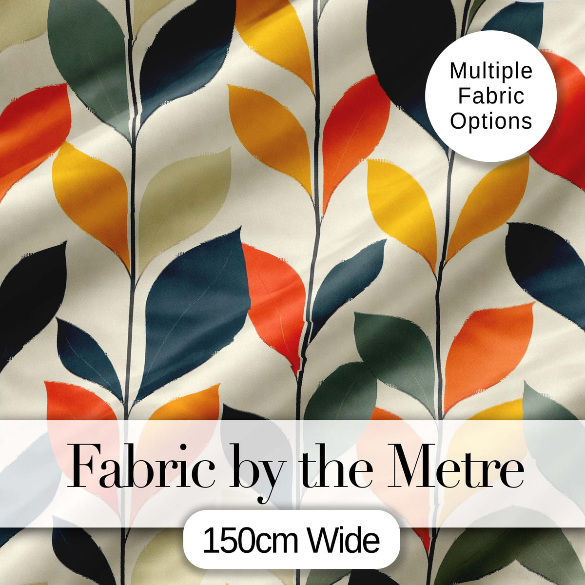 Abstract Modern Leaf Branch Pattern Soft Neutral Background Seamless Pattern Digital Print Fabric by the Metre UK Sewing Quilting Textile