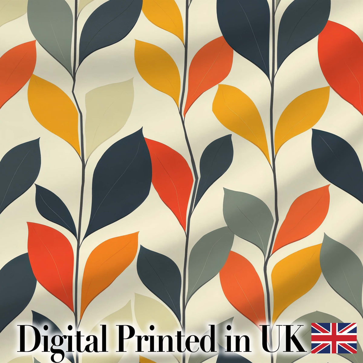 Abstract Modern Leaf Branch Pattern Soft Neutral Background Seamless Pattern Digital Print Fabric by the Metre UK Sewing Quilting Textile