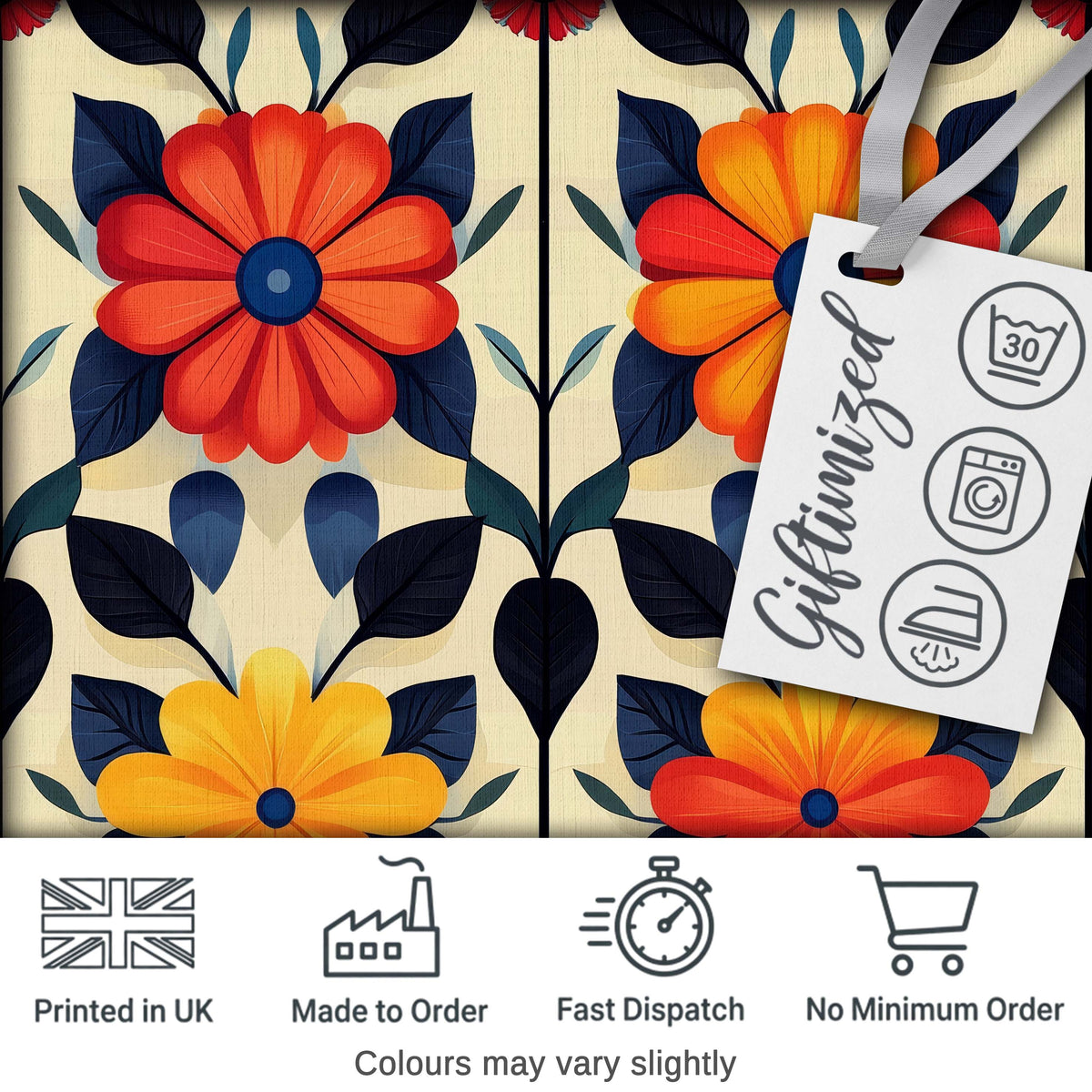 Abstract Bold Floral  Bloom Symmetry Seamless Pattern Digital Print Fabric by the Metre UK Sewing Quilting Textile
