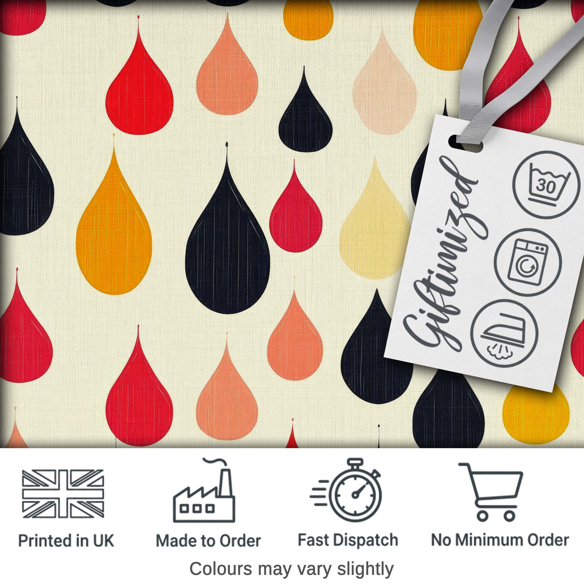 Abstract Hanging Teardrop Motif  Minimal Seamless Pattern Digital Print Fabric by the Metre UK Sewing Quilting Textile