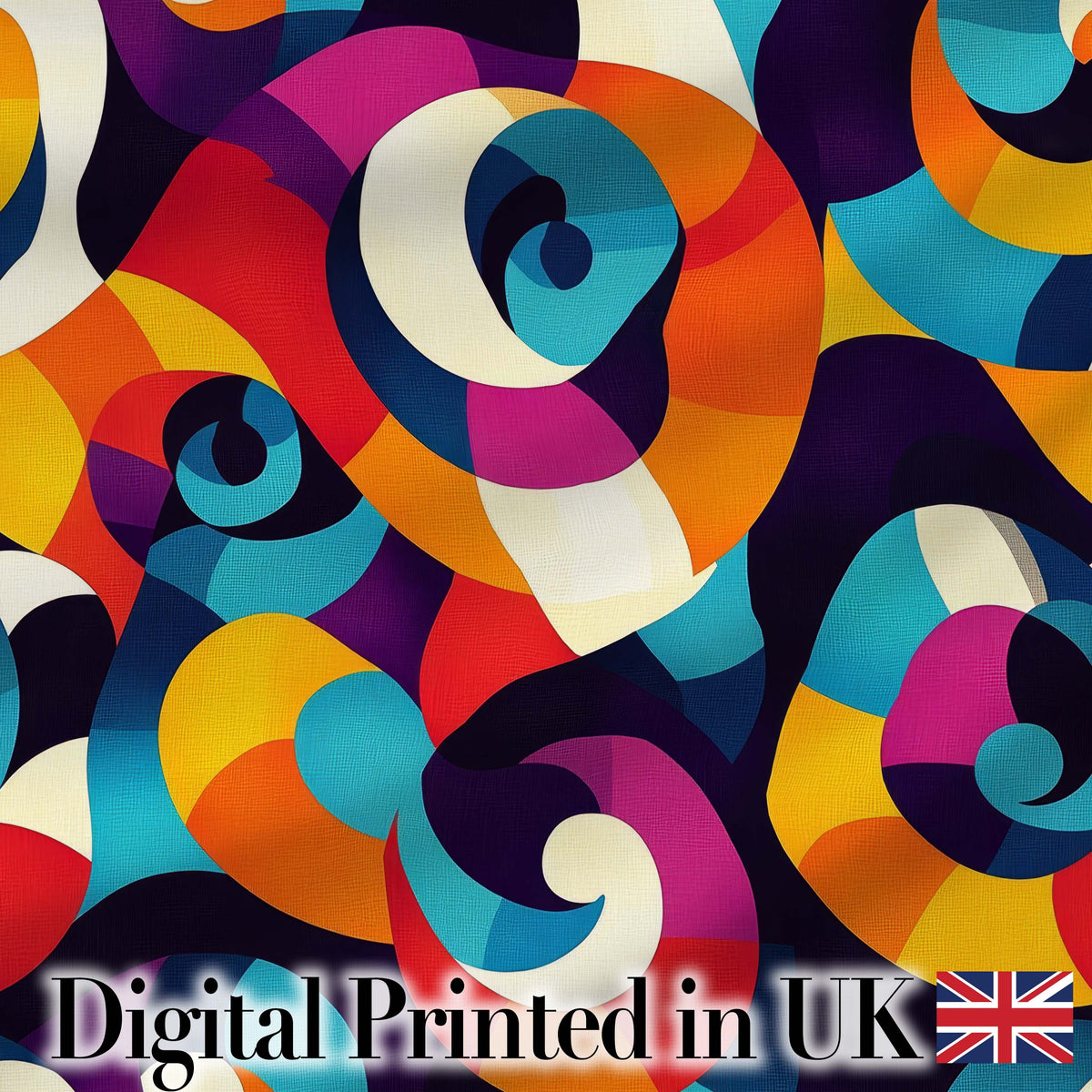 Abstract Colorful Spiral Swirl  Geometry Seamless Pattern Digital Print Fabric by the Metre UK Sewing Quilting Textile