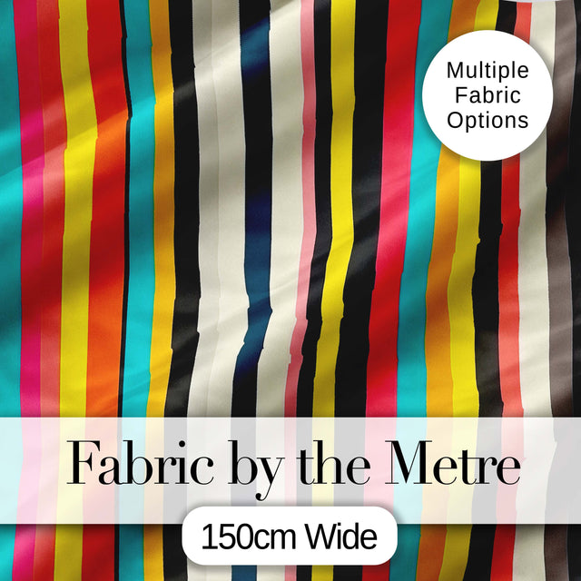 Abstract Vertical Multicolor Stripe  Style Seamless Pattern Digital Print Fabric by the Metre UK Sewing Quilting Textile