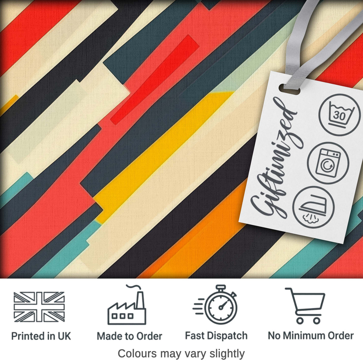Abstract Angled Color Block Stripes Contemporary Seamless Pattern Digital Print Fabric by the Metre UK Sewing Quilting Textile