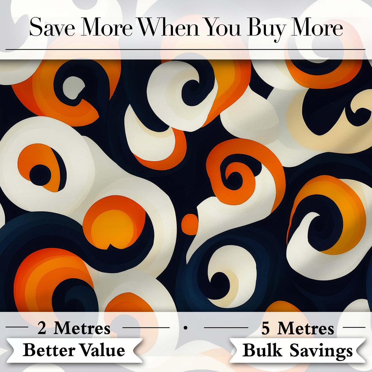 Abstract  Spiral Swirl Bold Contrast Seamless Pattern Digital Print Fabric by the Metre UK Sewing Quilting Textile