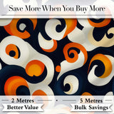Abstract  Spiral Swirl Bold Contrast Seamless Pattern Digital Print Fabric by the Metre UK Sewing Quilting Textile