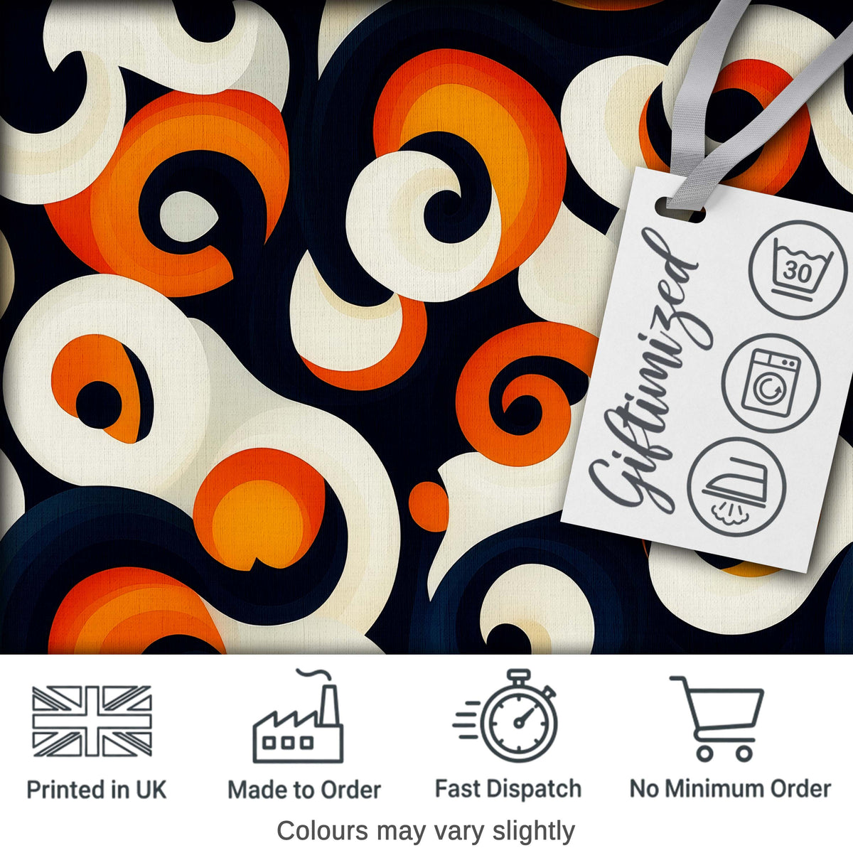 Abstract  Spiral Swirl Bold Contrast Seamless Pattern Digital Print Fabric by the Metre UK Sewing Quilting Textile