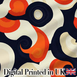 Abstract  Swirl Shapes Bold Contrast Seamless Pattern Digital Print Fabric by the Metre UK Sewing Quilting Textile