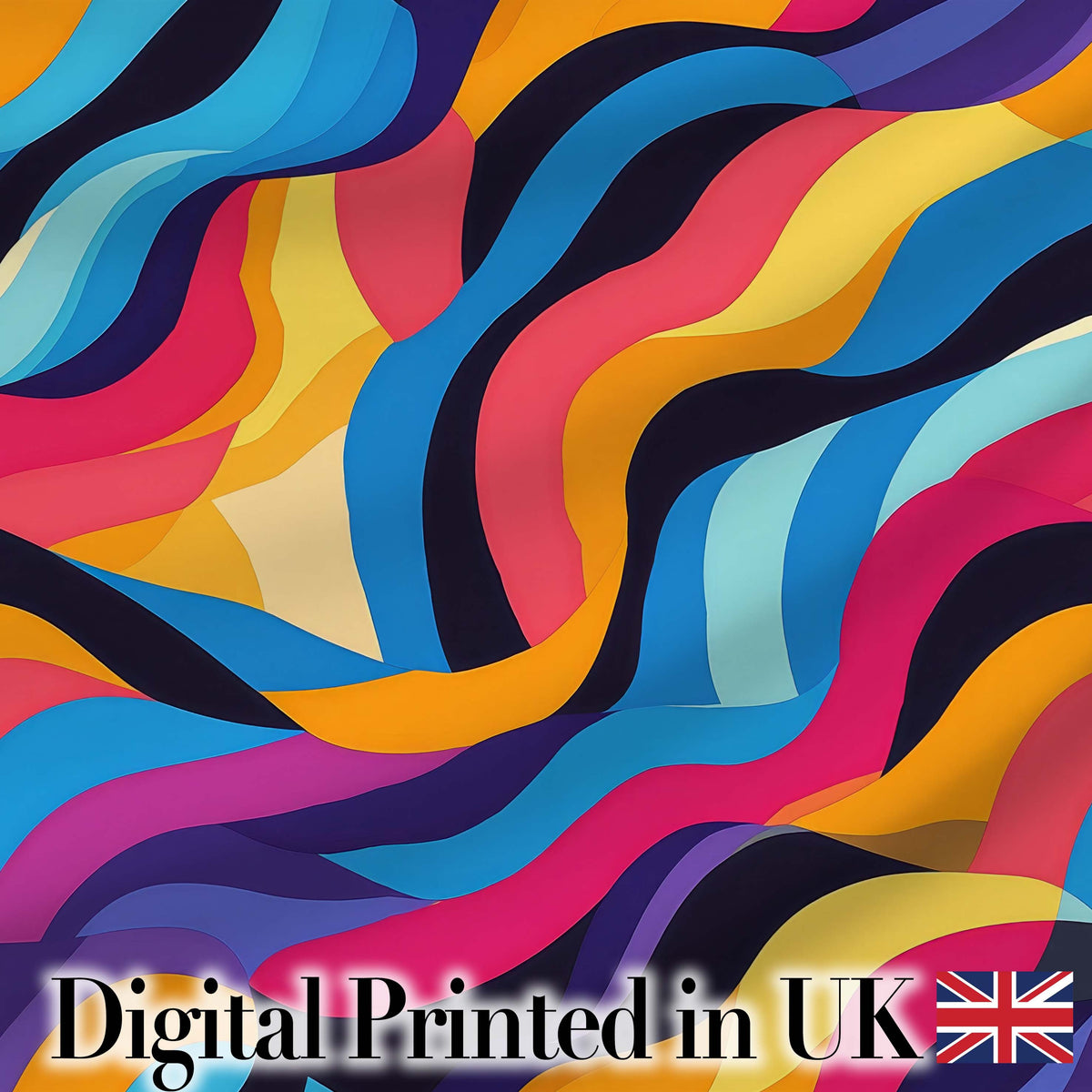 Abstract Curved Ribbon Layers Bright Color Motion Seamless Pattern Digital Print Fabric by the Metre UK Sewing Quilting Textile