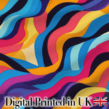 Abstract Curved Ribbon Layers Bright Color Motion Seamless Pattern Digital Print Fabric by the Metre UK Sewing Quilting Textile