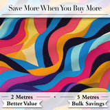 Abstract Curved Ribbon Layers Bright Color Motion Seamless Pattern Digital Print Fabric by the Metre UK Sewing Quilting Textile