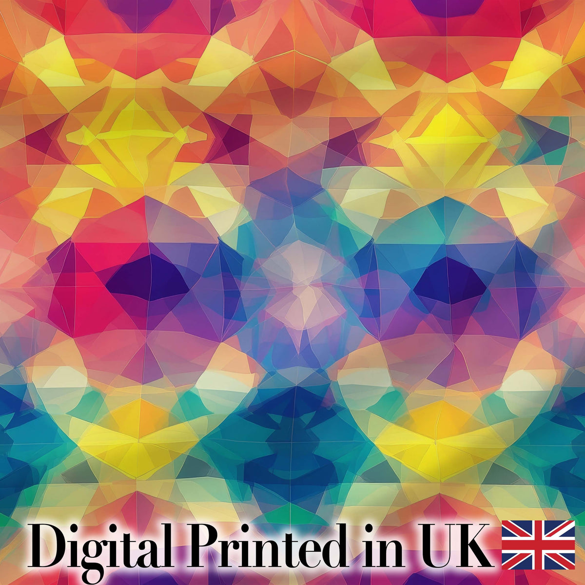 Abstract Kaleidoscope Prism Shapes Vibrant Symmetry Seamless Pattern Digital Print Fabric by the Metre UK Sewing Quilting Textile