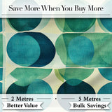 Abstract  Green Circle Shapes Mid Century Modern Style Seamless Pattern Digital Print Fabric by the Metre UK Sewing Quilting Textile