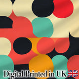 Abstract Bold Color Circle Pop Art Geometric Shapes Seamless Pattern Digital Print Fabric by the Metre UK Sewing Quilting Textile