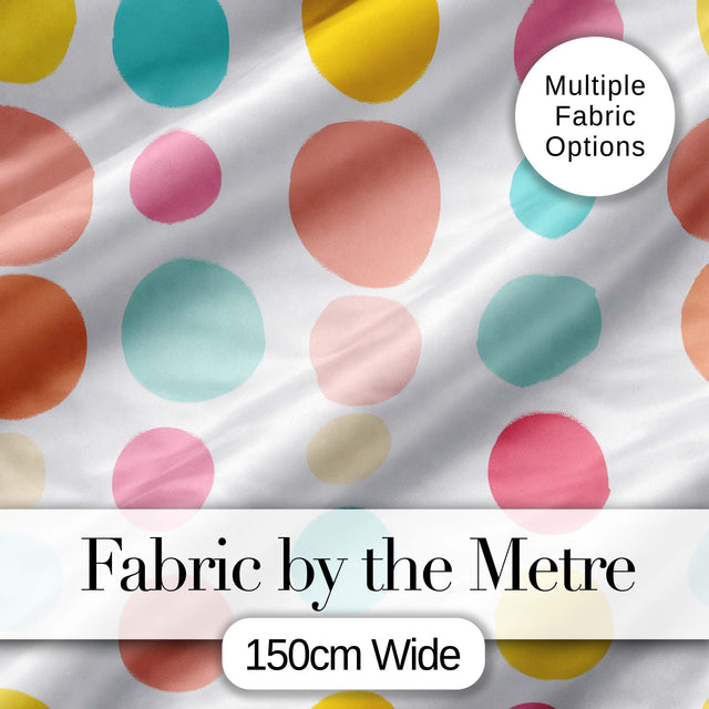 Abstract Pastel Polka Dot Soft Colorful Minimal Seamless Pattern Digital Print Fabric by the Metre UK Sewing Quilting Textile