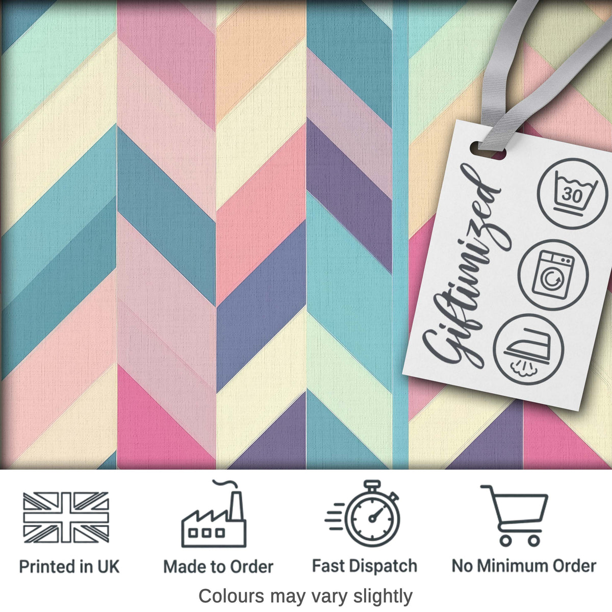 Abstract Pastel Chevron Geometric Soft Angled Shapes Seamless Pattern Digital Print Fabric by the Metre UK Sewing Quilting Textile