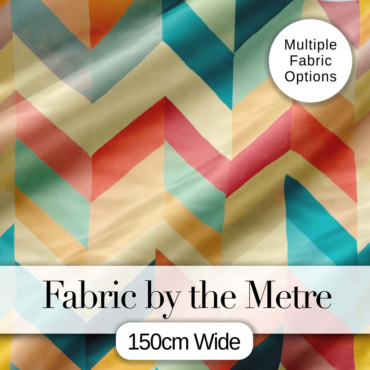 Abstract Bold Chevron Pattern  Colorful Zigzag Seamless Pattern Digital Print Fabric by the Metre UK Sewing Quilting Textile