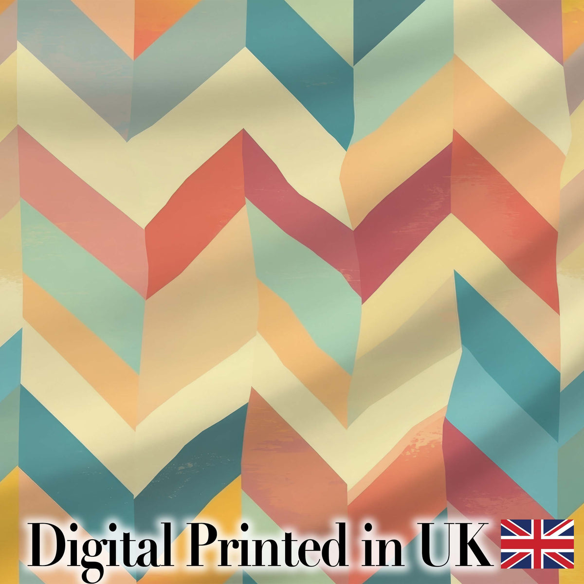 Abstract Bold Chevron Pattern  Colorful Zigzag Seamless Pattern Digital Print Fabric by the Metre UK Sewing Quilting Textile