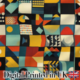 Abstract Modern Bauhaus Geometric Grid Color Block Seamless Pattern Digital Print Fabric by the Metre UK Sewing Quilting Textile
