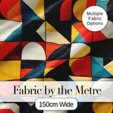 Abstract Bold  Geometric Shapes Mid Century Modern Seamless Pattern Digital Print Fabric by the Metre UK Sewing Quilting Textile