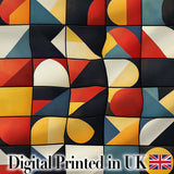 Abstract Bold  Geometric Shapes Mid Century Modern Seamless Pattern Digital Print Fabric by the Metre UK Sewing Quilting Textile