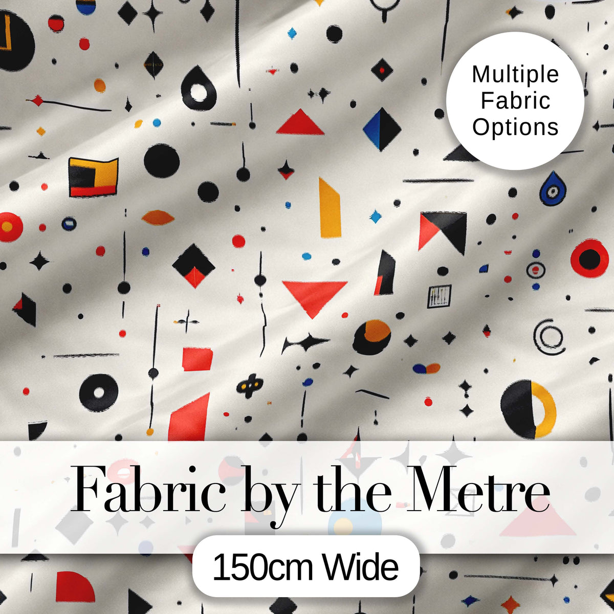 Abstract Minimal Scattered Geometric Shapes Modern Art Seamless Pattern Digital Print Fabric by the Metre UK Sewing Quilting Textile