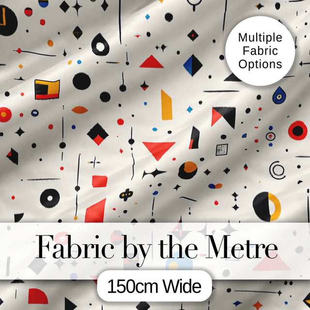 Abstract Minimal Scattered Geometric Shapes Modern Art Seamless Pattern Digital Print Fabric by the Metre UK Sewing Quilting Textile