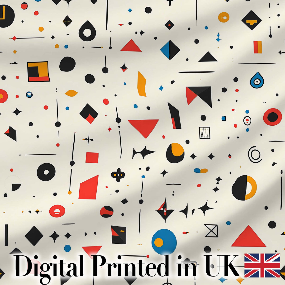 Abstract Minimal Scattered Geometric Shapes Modern Art Seamless Pattern Digital Print Fabric by the Metre UK Sewing Quilting Textile