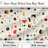 Abstract Minimal Scattered Geometric Shapes Modern Art Seamless Pattern Digital Print Fabric by the Metre UK Sewing Quilting Textile