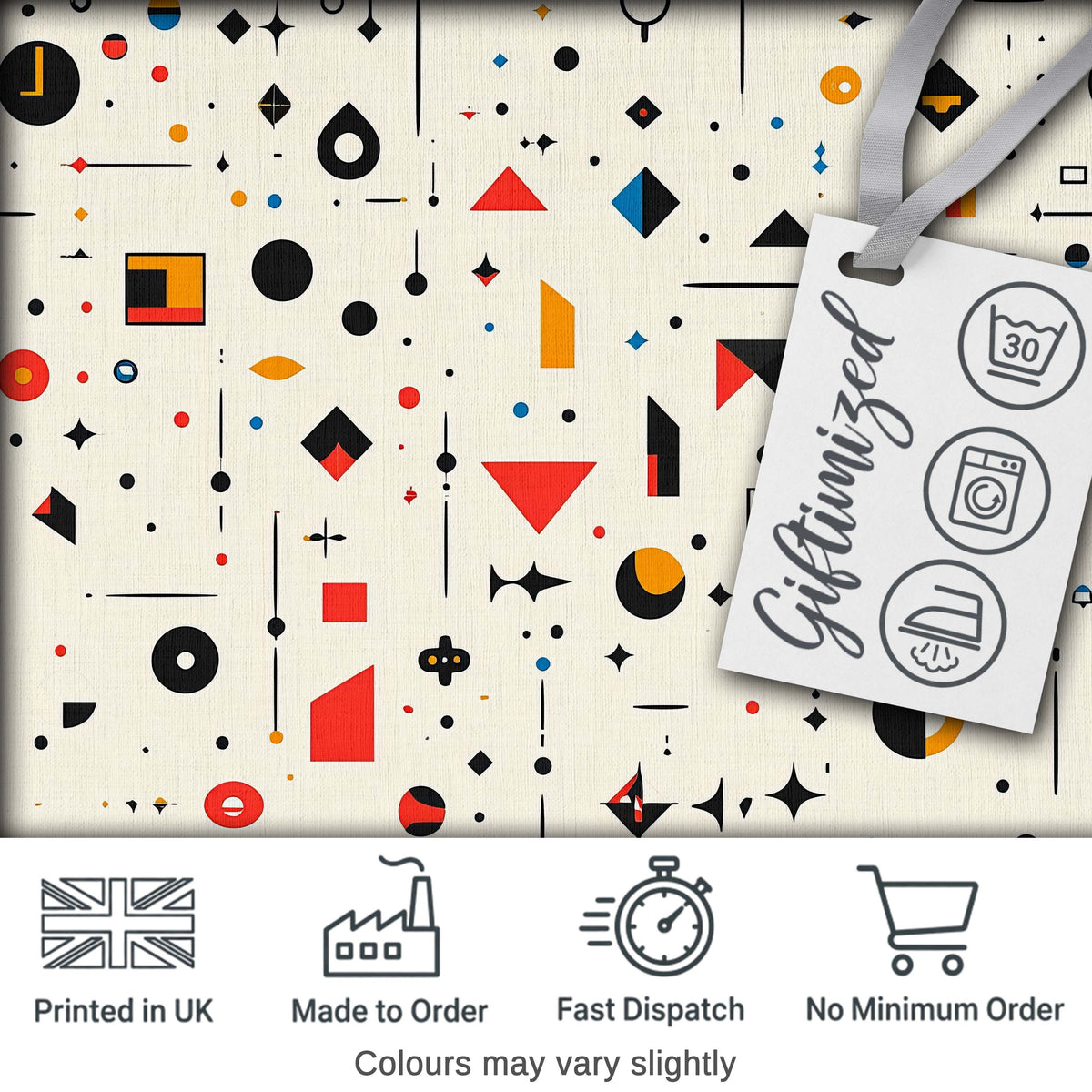 Abstract Minimal Scattered Geometric Shapes Modern Art Seamless Pattern Digital Print Fabric by the Metre UK Sewing Quilting Textile