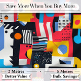 Abstract Bright Modern Graphic Shapes Bold Artistic Seamless Pattern Digital Print Fabric by the Metre UK Sewing Quilting Textile