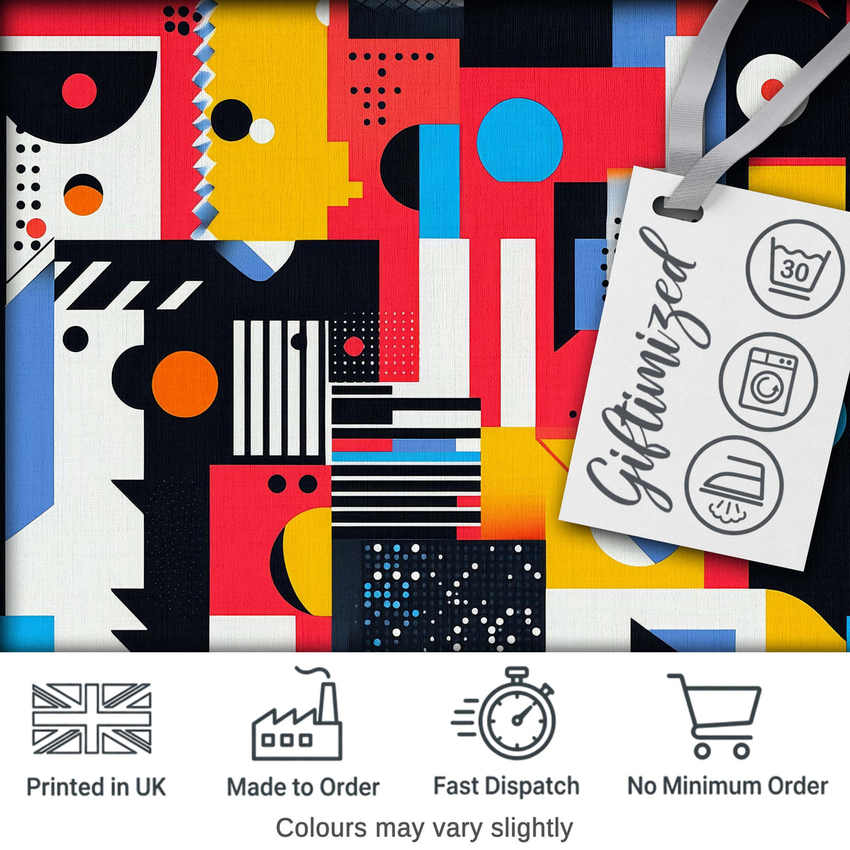 Abstract Bright Modern Graphic Shapes Bold Artistic Seamless Pattern Digital Print Fabric by the Metre UK Sewing Quilting Textile