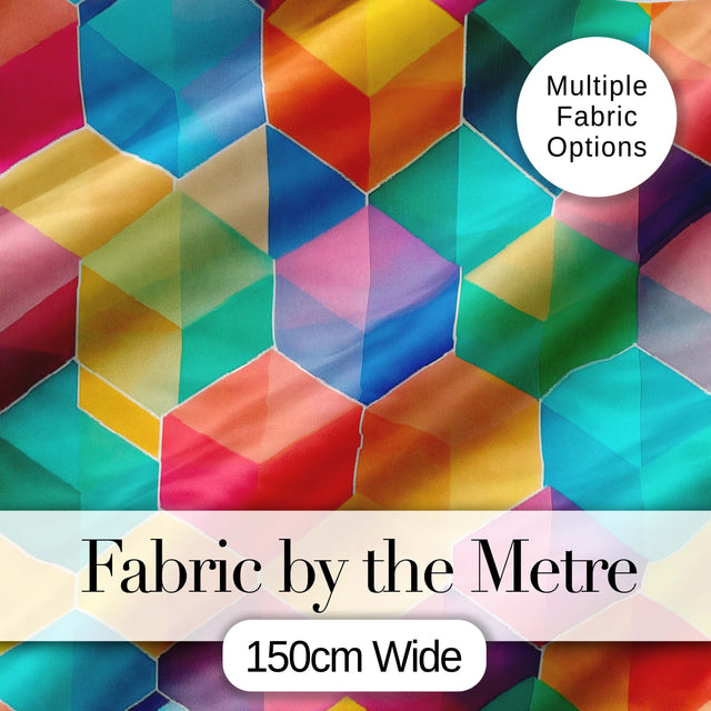Abstract Colorful Hexagon Gradient Geometric Tile Seamless Pattern Digital Print Fabric by the Metre UK Sewing Quilting Textile