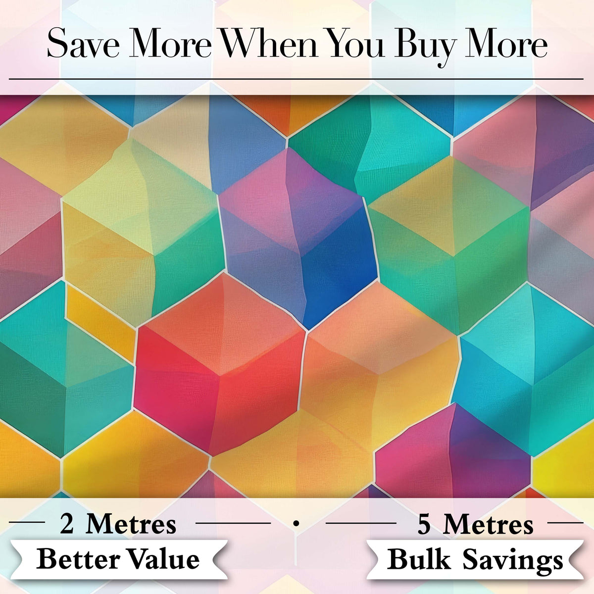 Abstract Colorful Hexagon Gradient Geometric Tile Seamless Pattern Digital Print Fabric by the Metre UK Sewing Quilting Textile