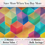 Abstract Colorful Hexagon Gradient Geometric Tile Seamless Pattern Digital Print Fabric by the Metre UK Sewing Quilting Textile