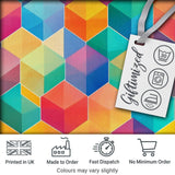 Abstract Colorful Hexagon Gradient Geometric Tile Seamless Pattern Digital Print Fabric by the Metre UK Sewing Quilting Textile