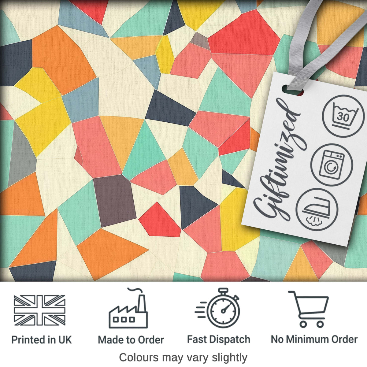 Abstract Pastel Mosaic Irregular Geometric Shapes Modern Seamless Pattern Digital Print Fabric by the Metre UK Sewing Quilting Textile