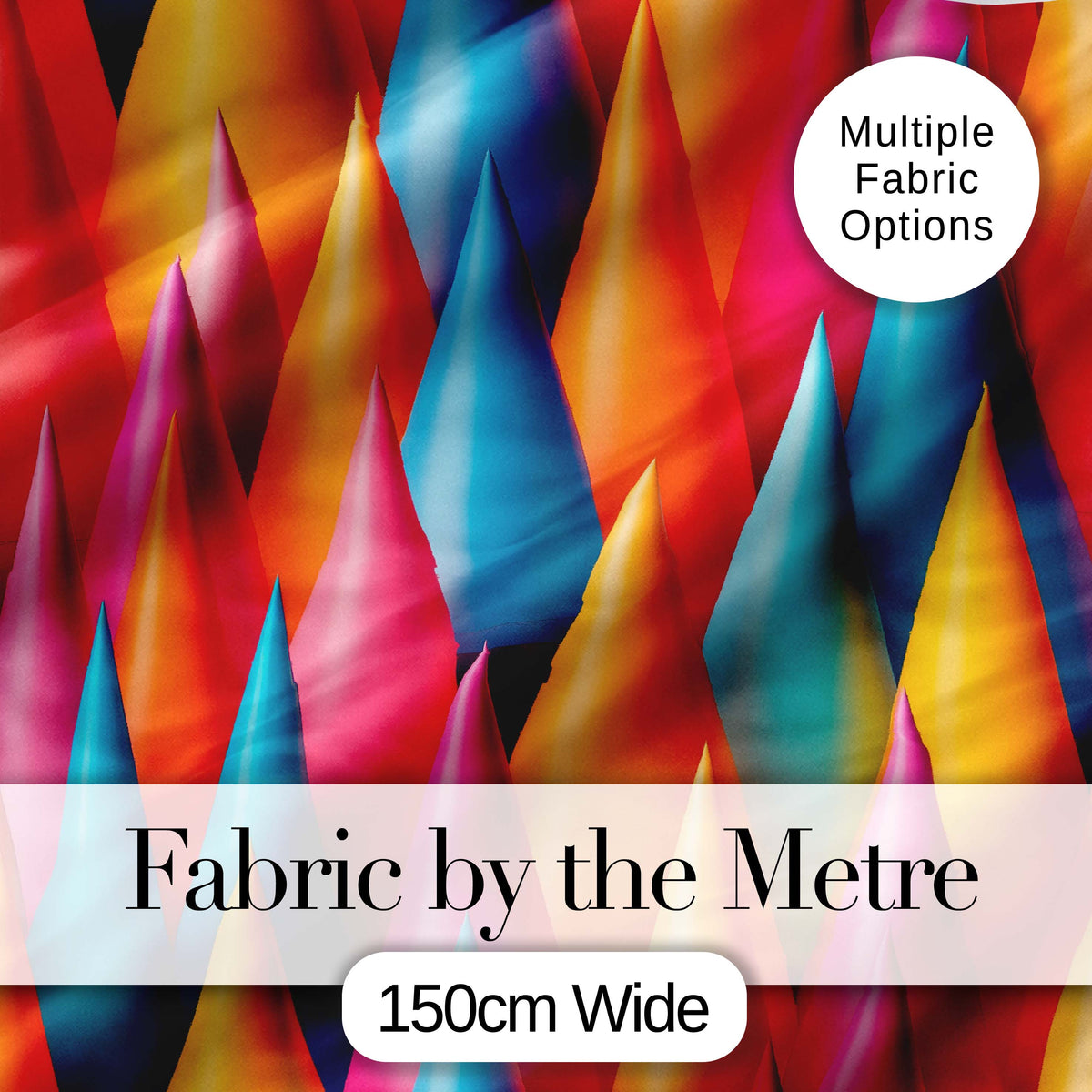 Abstract Colorful 3D Cone Shapes Modern Geometric Gradient Seamless Pattern Digital Print Fabric by the Metre UK Sewing Quilting Textile