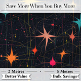 Abstract Night Sky Starburst Lines Atomic Mid Century Seamless Pattern Digital Print Fabric by the Metre UK Sewing Quilting Textile
