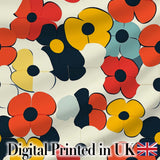 Bold  Pop Art Flowers Large Petals Abstract Seamless Pattern Digital Print Fabric by the Metre UK Sewing Quilting Textile