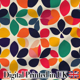 Abstract Leaf Petal Shapes Scandinavian Style Seamless Pattern Digital Print Fabric by the Metre UK Sewing Quilting Textile