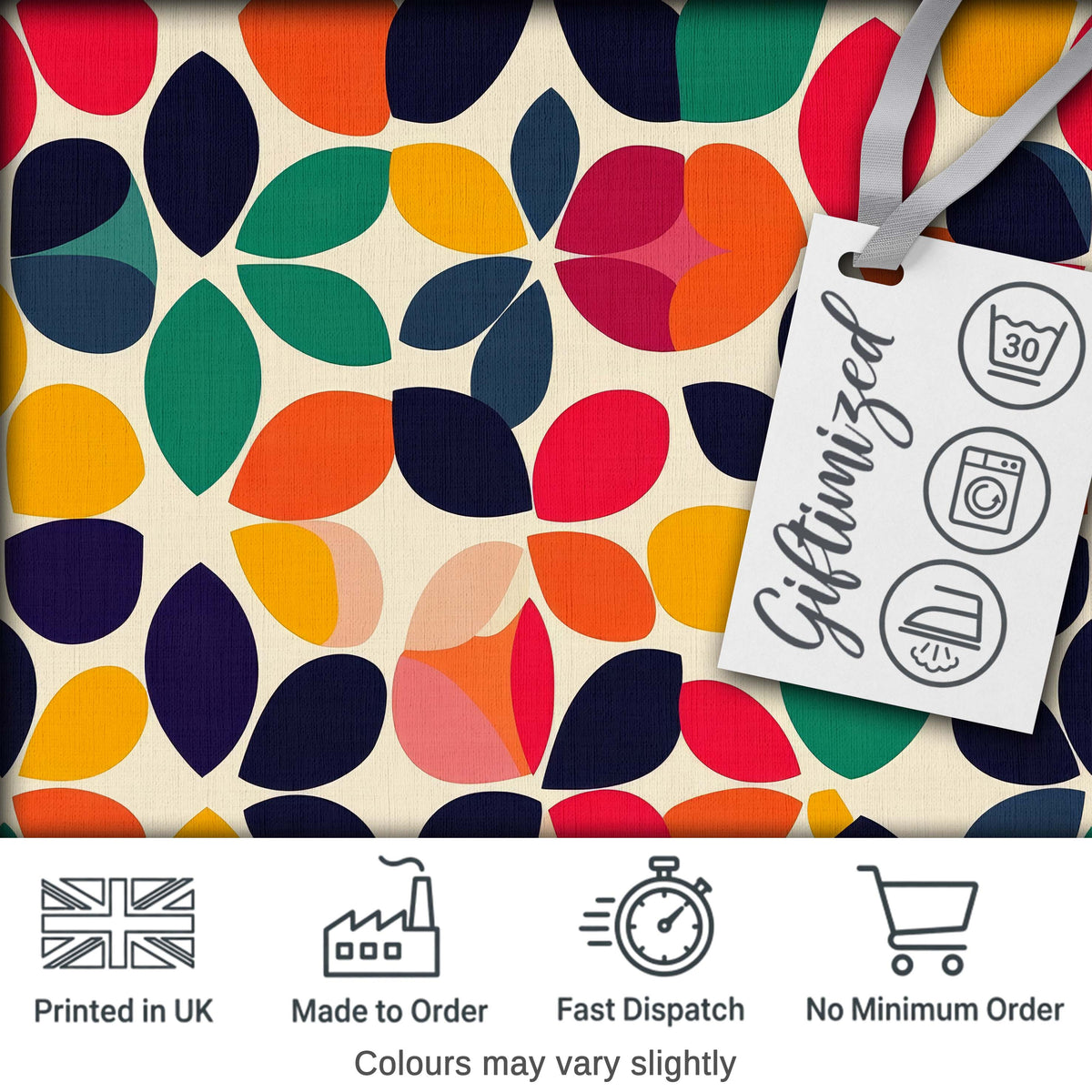 Abstract Leaf Petal Shapes Scandinavian Style Seamless Pattern Digital Print Fabric by the Metre UK Sewing Quilting Textile