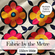 Floral Circle Motif Bold Graphic Flowers Seamless Pattern Digital Print Fabric by the Metre UK Sewing Quilting Textile