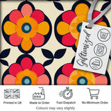 Floral Circle Motif Bold Graphic Flowers Seamless Pattern Digital Print Fabric by the Metre UK Sewing Quilting Textile