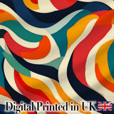 Abstract Flowing Waves  Colorful Curves Seamless Pattern Digital Print Fabric by the Metre UK Sewing Quilting Textile