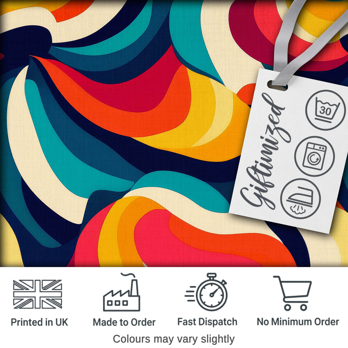 Bold  Swirl Shapes Vibrant Abstract Flow Seamless Pattern Digital Print Fabric by the Metre UK Sewing Quilting Textile