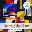 Bauhaus Inspired Abstract Lines Shapes Graphic Seamless Pattern Digital Print Fabric by the Metre UK Sewing Quilting Textile