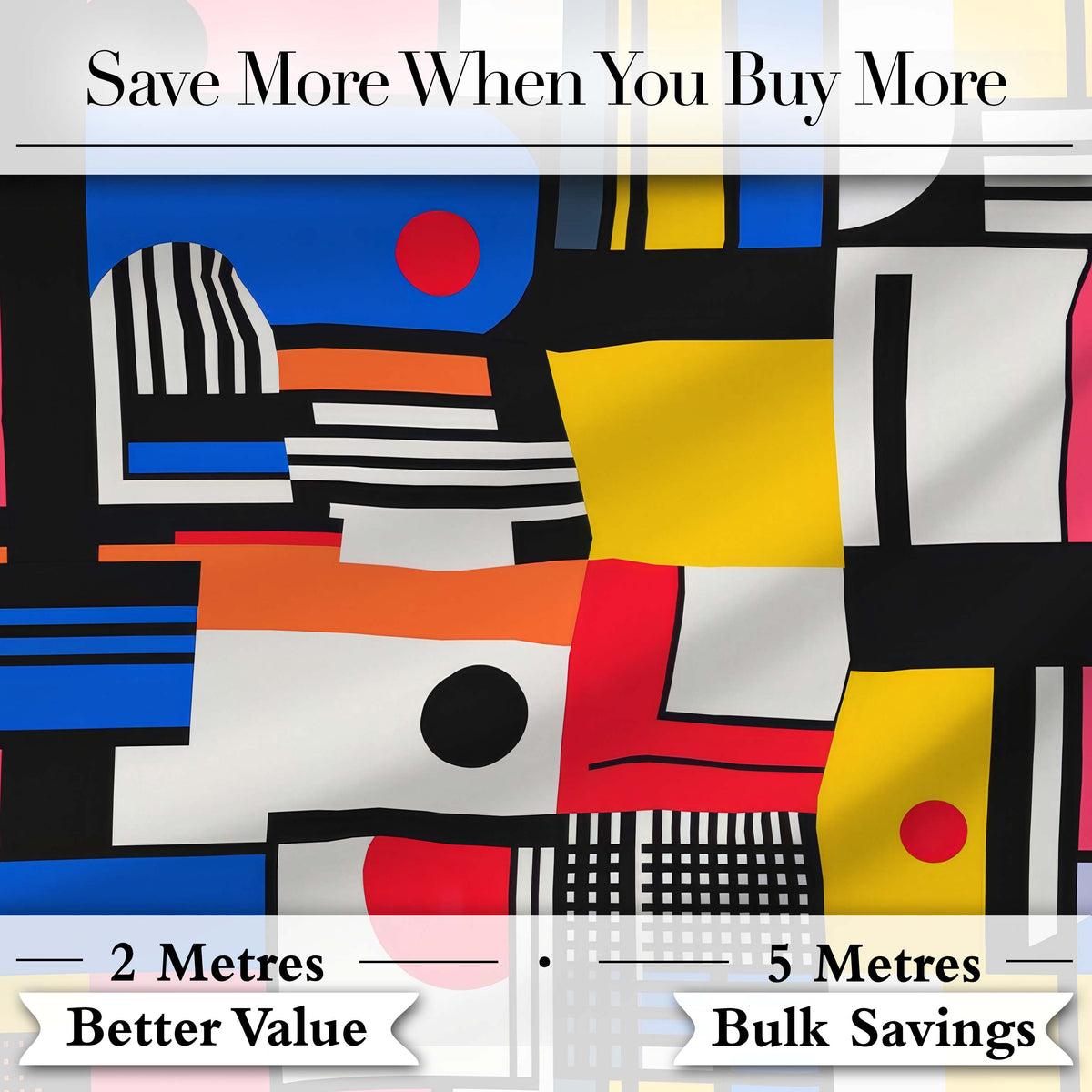 Bauhaus Inspired Abstract Lines Shapes Graphic Seamless Pattern Digital Print Fabric by the Metre UK Sewing Quilting Textile