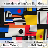 Bauhaus Inspired Abstract Lines Shapes Graphic Seamless Pattern Digital Print Fabric by the Metre UK Sewing Quilting Textile