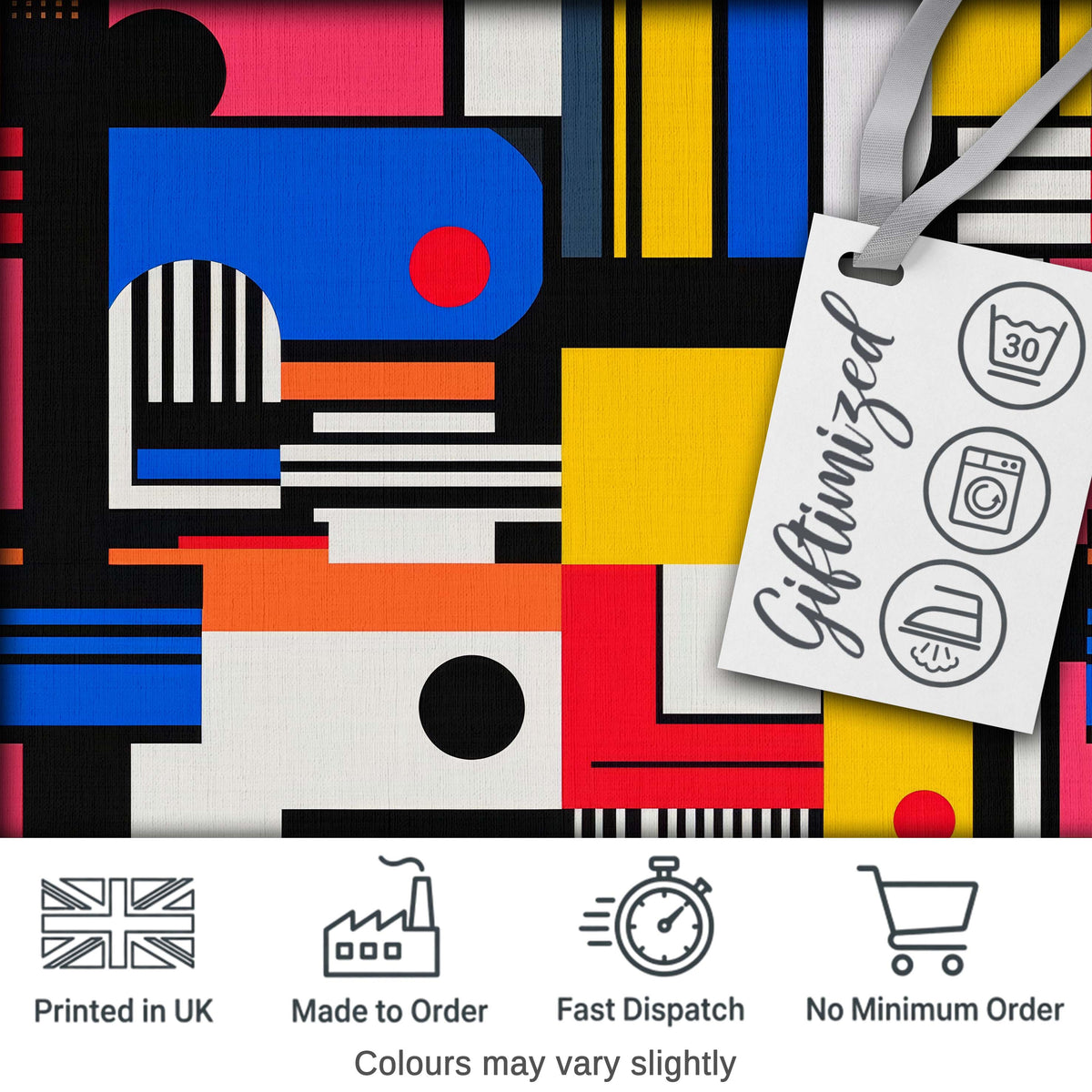 Bauhaus Inspired Abstract Lines Shapes Graphic Seamless Pattern Digital Print Fabric by the Metre UK Sewing Quilting Textile